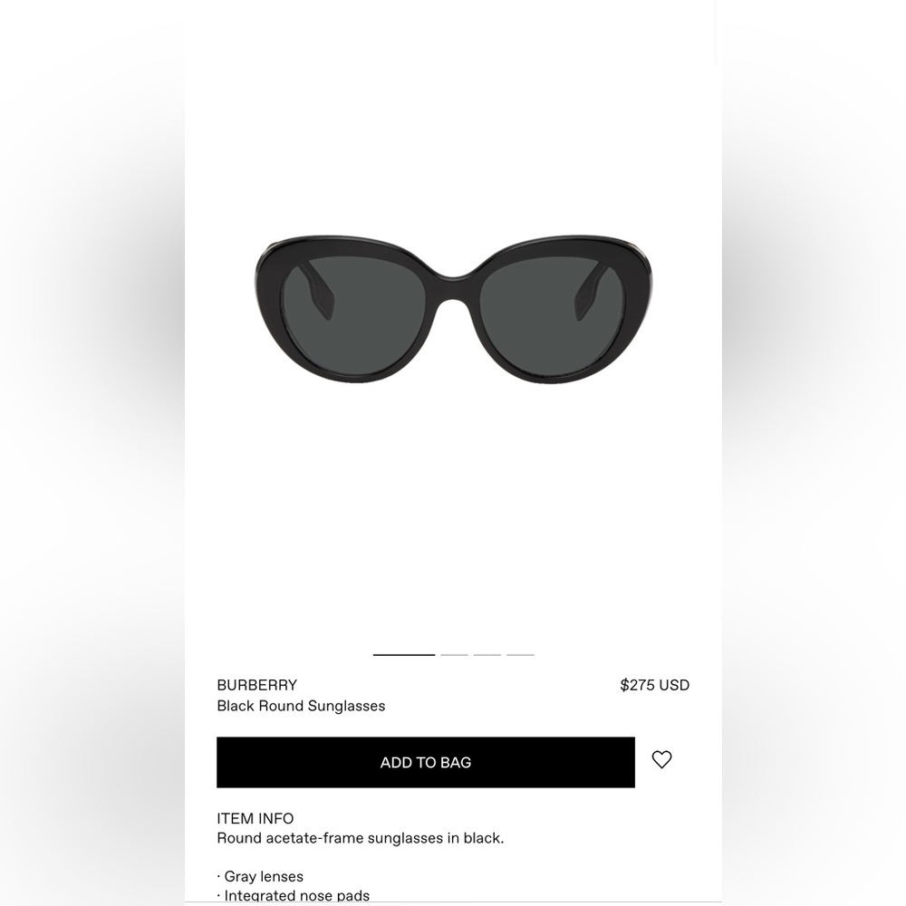 Chic Burberry Round Black Sunglasses